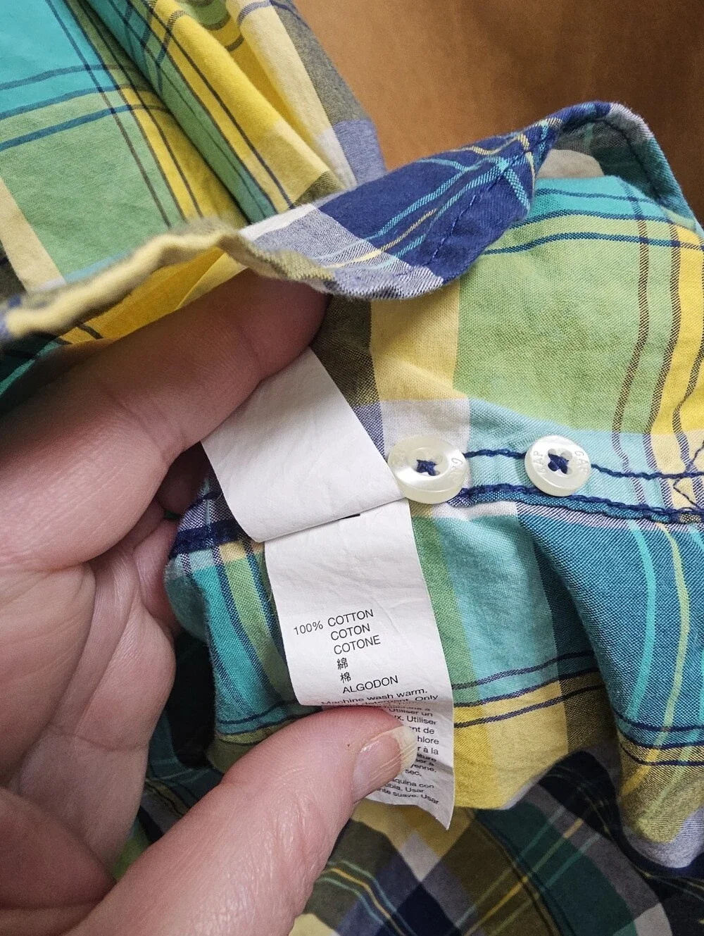 GAP KIDS big boys 16 XXL plaid long sleeve buttoned shirt boy youth regular top